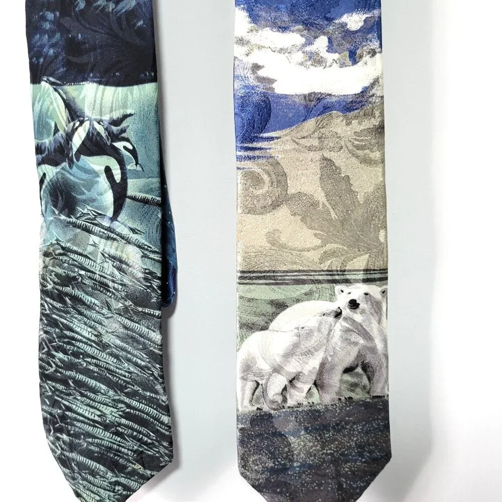 Lot of 2 Wembley Endangered Species Lost Kingdom Ties Killer Whale Polar Bear US